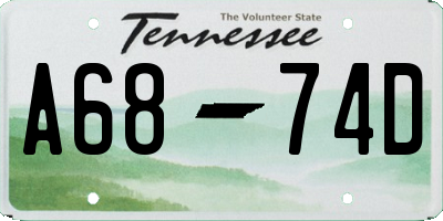 TN license plate A6874D