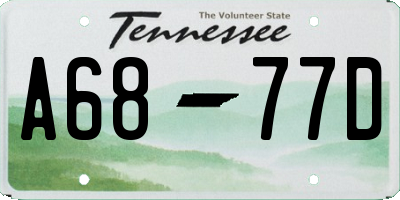 TN license plate A6877D