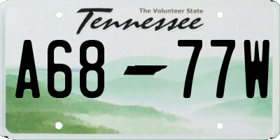 TN license plate A6877W