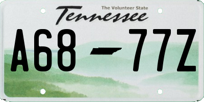 TN license plate A6877Z