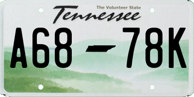 TN license plate A6878K