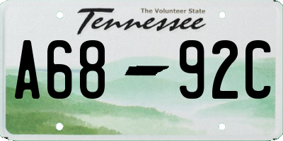TN license plate A6892C