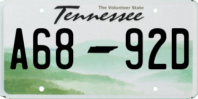 TN license plate A6892D