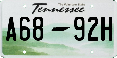 TN license plate A6892H