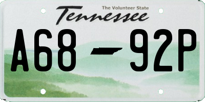 TN license plate A6892P