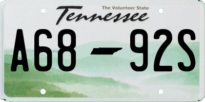 TN license plate A6892S
