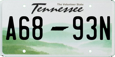 TN license plate A6893N