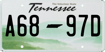 TN license plate A6897D