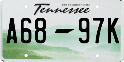 TN license plate A6897K