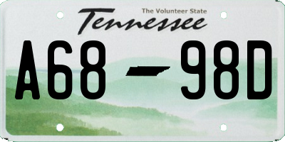 TN license plate A6898D