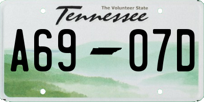TN license plate A6907D
