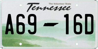 TN license plate A6916D