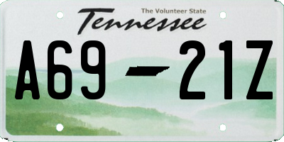 TN license plate A6921Z