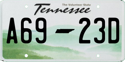 TN license plate A6923D