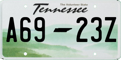 TN license plate A6923Z