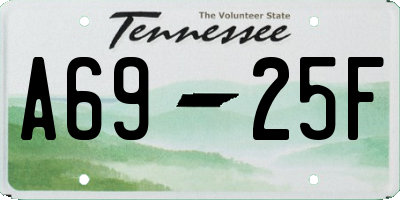TN license plate A6925F