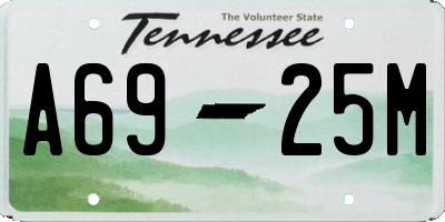 TN license plate A6925M