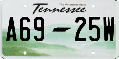 TN license plate A6925W