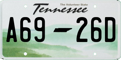 TN license plate A6926D