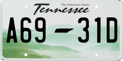 TN license plate A6931D
