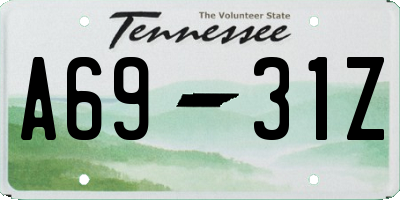 TN license plate A6931Z