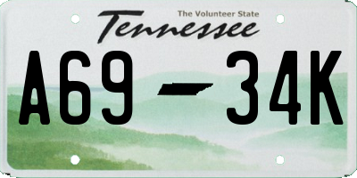 TN license plate A6934K