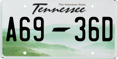 TN license plate A6936D