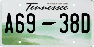 TN license plate A6938D