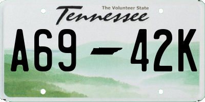 TN license plate A6942K