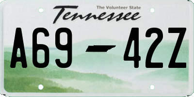 TN license plate A6942Z