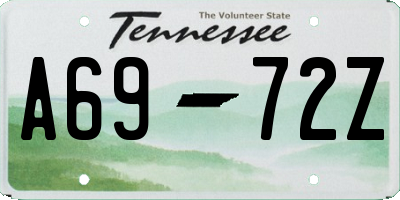 TN license plate A6972Z
