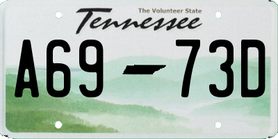 TN license plate A6973D