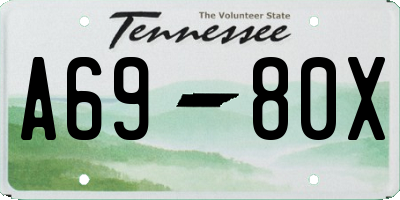 TN license plate A6980X