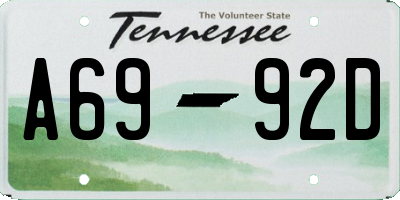 TN license plate A6992D