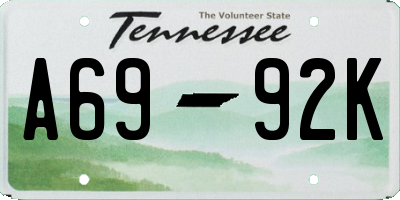 TN license plate A6992K