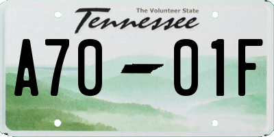 TN license plate A7001F