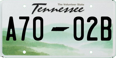 TN license plate A7002B