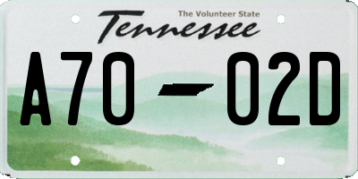 TN license plate A7002D
