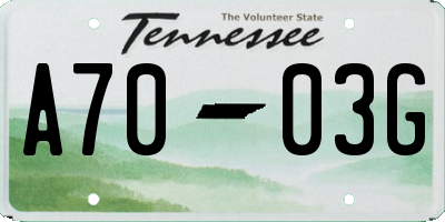 TN license plate A7003G