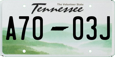 TN license plate A7003J