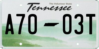 TN license plate A7003T
