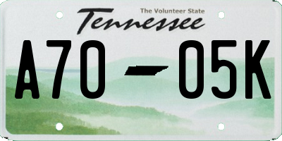TN license plate A7005K
