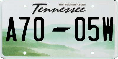 TN license plate A7005W