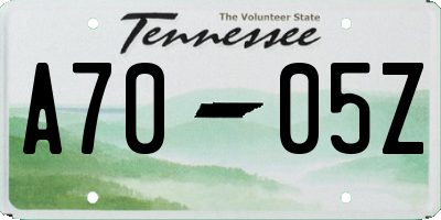TN license plate A7005Z