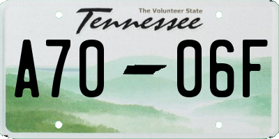 TN license plate A7006F