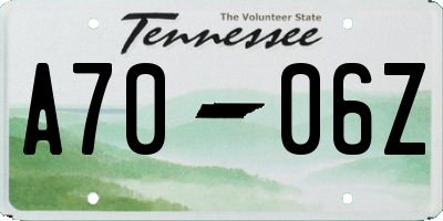TN license plate A7006Z