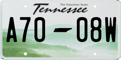 TN license plate A7008W