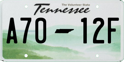 TN license plate A7012F