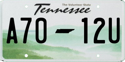 TN license plate A7012U