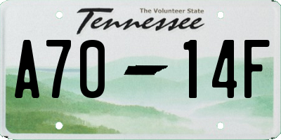TN license plate A7014F